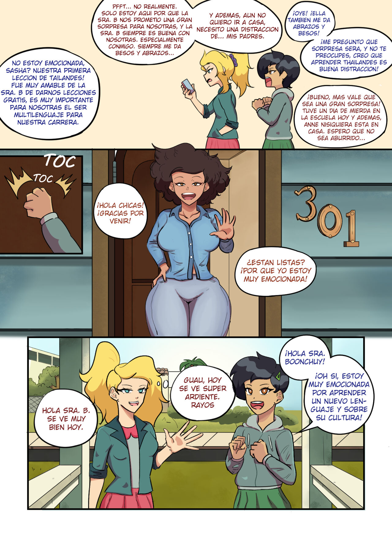 Lecciones de tailandés con la Sra. Boonchuy con Sasha y Marcy page 1 full