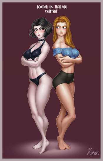 [Hughaku] Doomer Girl VS Trad Girl Catfight! cover