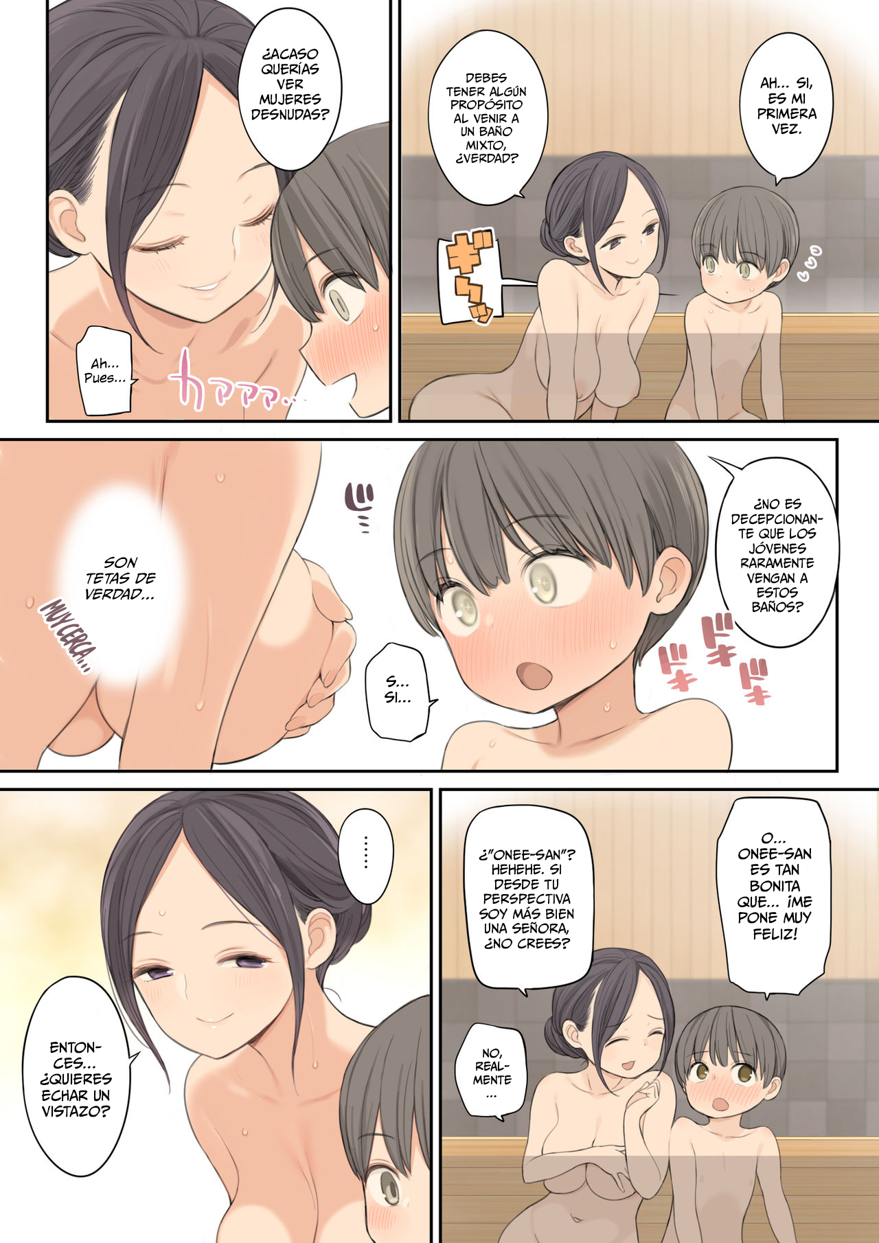 Konyoku Onsen de Toshiue no Onee-san ni Ippai Shasei Sasete Morau Hanashi page 8 full