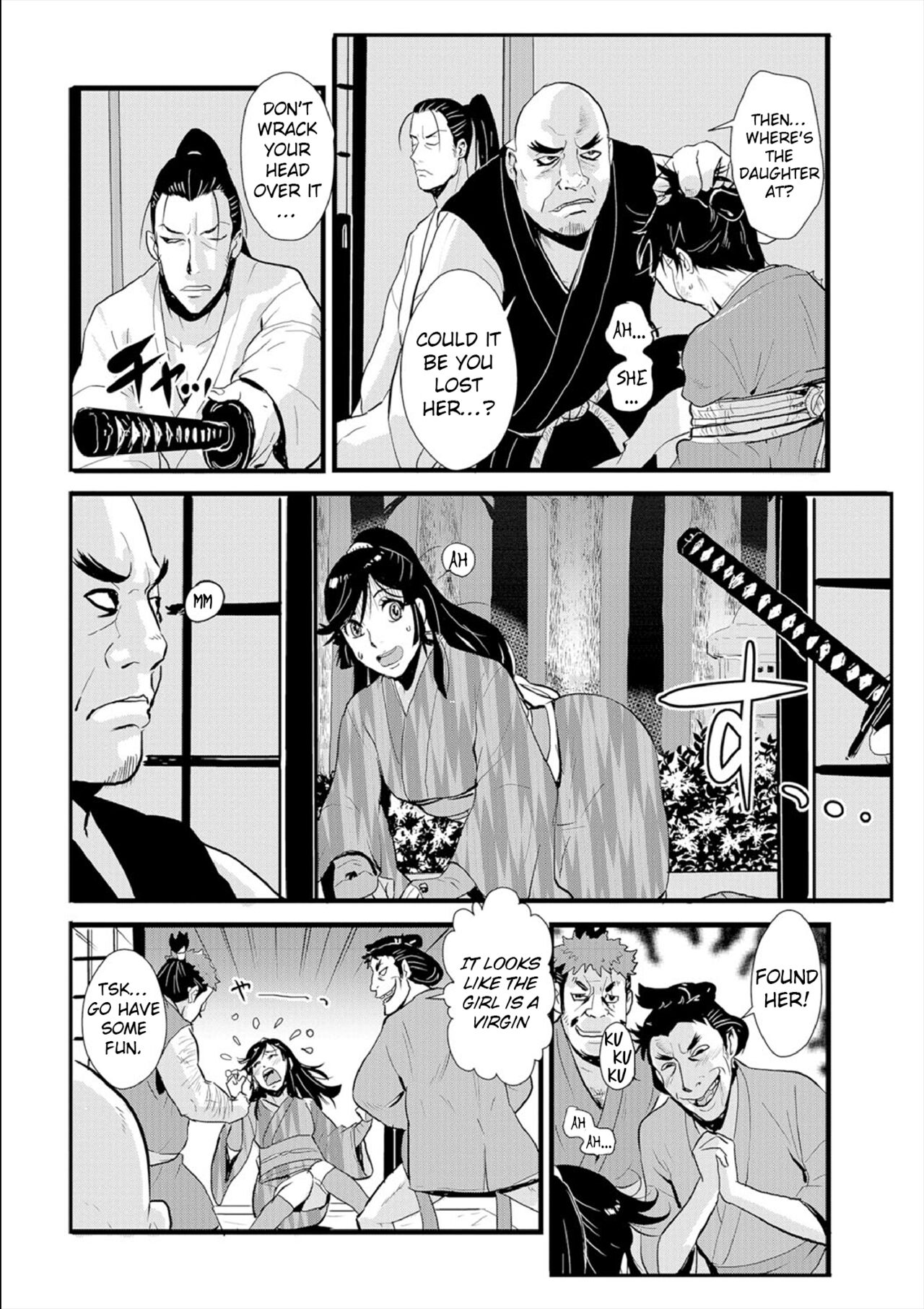 Harami samurai 03 ~Shibararete Mae mo Ushiro mo Rinkan sarete~ | Knocked Up Samurai 03 Bound and Gangbanged, Front and Back page 12 full