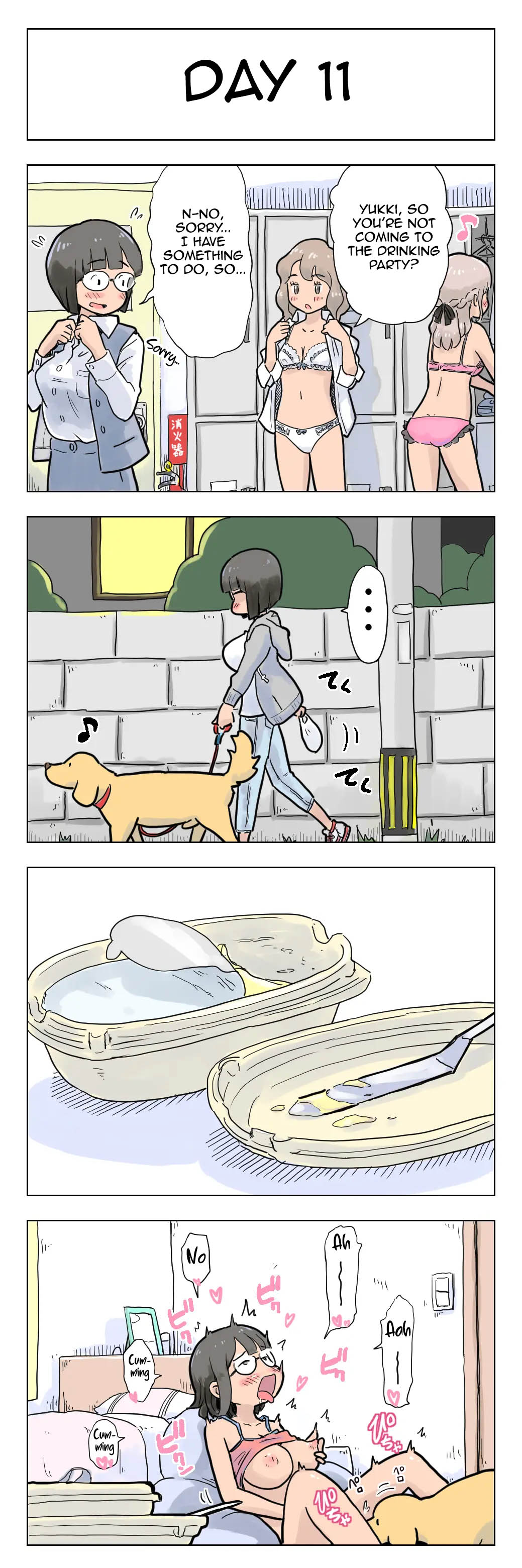 100-Nichigo Ni Aiken To Sex Suru Jimi Kyonyuu Megane-Chan page 12 full