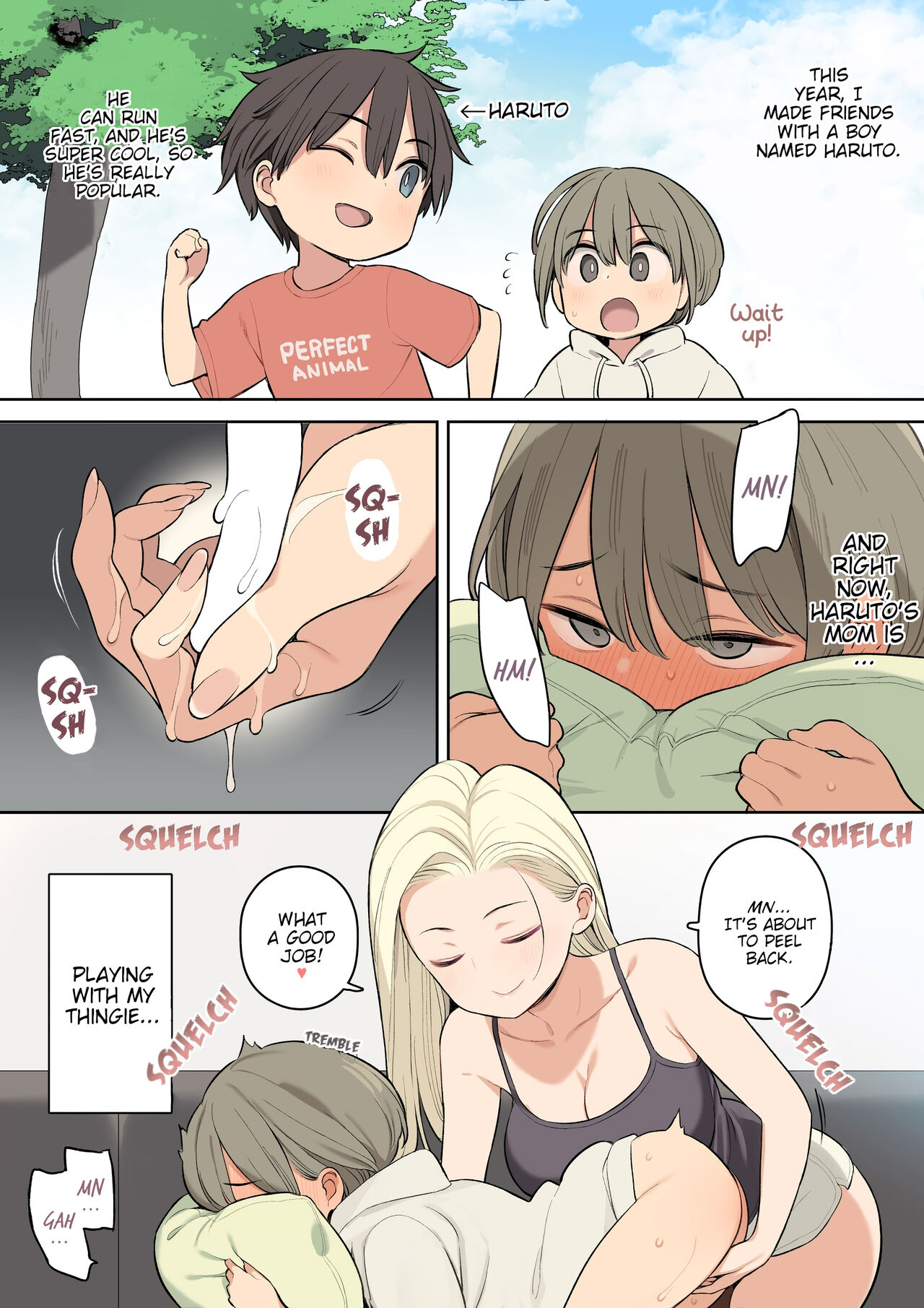 Tomodachi no okaasan ni te de sareru shounen | A young boy is given a hand by his friend's mother page 2 full