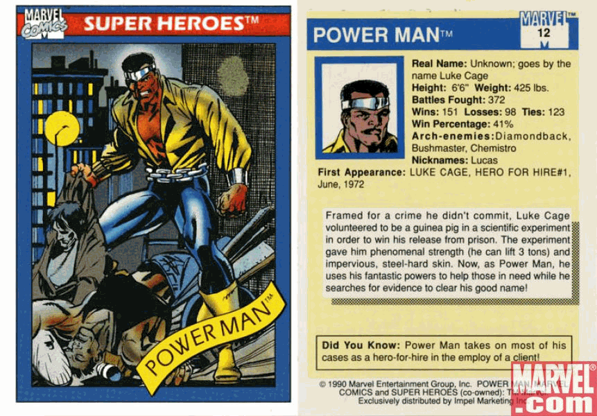 Marvel Universe I Cards page 12 full